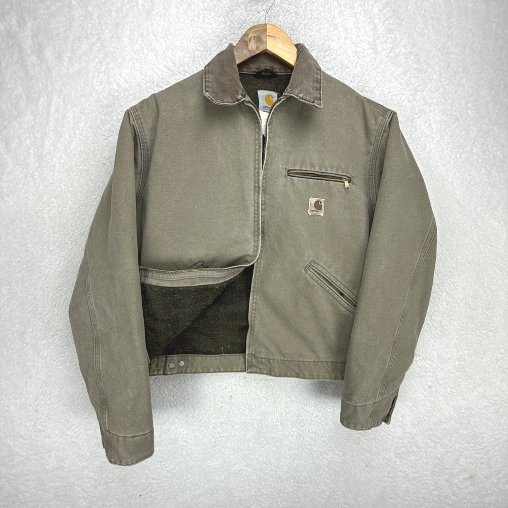 Carhartt Detroit Jacket Blanket Lined Mens Medium J97 DES‎ Desert Brown Gray